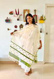 Hand Block Printed Green Dupatta