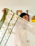 Hand Block Printed Green Dupatta