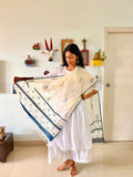 Hand Block Printed Ash Blue Dupatta