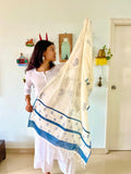 Hand Block Printed Ash Blue Dupatta