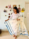 Hand Block Printed Ash Blue Dupatta