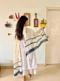 Hand Block Printed Ash Blue Dupatta