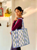 Tote Bag- Hand Block Printed-Blue&Green