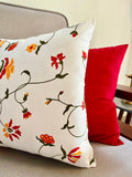 Set of 2 hand Block Printed _ Gul & Solid Red Cushion cover