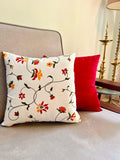 Set of 2 hand Block Printed _ Gul & Solid Red Cushion cover