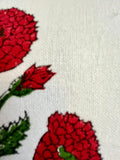 Poppy Print Pure Cotton Cushion Cover in Red & Green