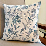 Eternal Spring Print Pure Cotton Cushion Cover in Ash Blue