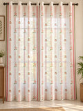 Vaatika- Hand Block printed Hibiscus &amp; Bogainvillae in shades of Pink with Stripes- Single Piece