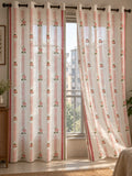 Vaatika- Hand Block printed Hibiscus &amp; Bogainvillae in shades of Pink with Stripes- Single Piece