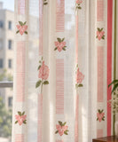 Vaatika- Hand Block printed Hibiscus &amp; Bogainvillae in shades of Pink with Stripes- Single Piece