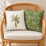 Vaatika_ A set of Hand Block Printed  Green cushion cover with Banana Tree cushion cover