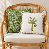 Vaatika_ A set of Hand Block Printed  Green cushion cover with Banana Tree cushion cover