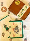 Hand Block Print Tanjavur Doll Table Runner, Table Mats and Candle Holder