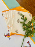 Hand Block Print Kalka Table Runner, Table Mats and Candle Holder