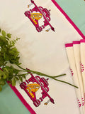 Hand Block Print Palki Table Runner, Table Mats and Candle Holder