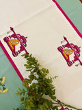 Hand Block Print Palki Table Runner, Table Mats and Candle Holder