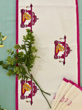 Hand Block Print Palki Table Runner, Table Mats and Candle Holder