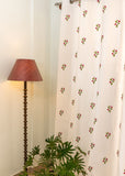Red Rose Embroidered Cotton Curtain