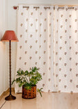 Red Rose Embroidered Cotton Curtain