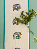 Hand Block Print Peacock Table Runner, Table Mats and Candle Holder