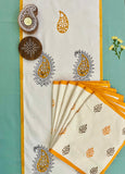 Hand Block Print Paisley Table Runner, Table Mats and Candle Holder