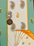 Hand Block Print Paisley Table Runner, Table Mats and Candle Holder