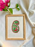 Hand Block printed Alpona in Red & Green Frame