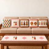 Hand Block Printed _ Golu Combo 5 Cushion cover s & Table Runner