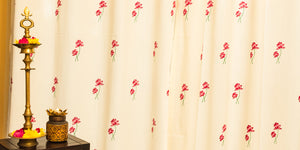 Lotus Print Cotton Curtain Banner