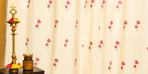 Lotus Print Cotton Curtain Banner