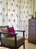 Hand Block Printed _Pomegranate print Curtains