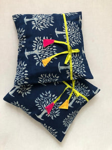 Indigo Ribbon Cotton Cushion Cover