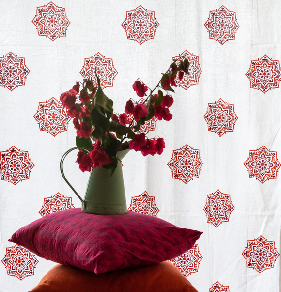 Hand Block Print Mandala Print Cotton Curtain