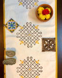 Hand Block Printed Kolam Print Cotton Table Runner