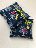 Indigo Ribbon Cotton Cushion Cover