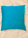 Blue Raw Silk Katha Stitch Cushion Cover