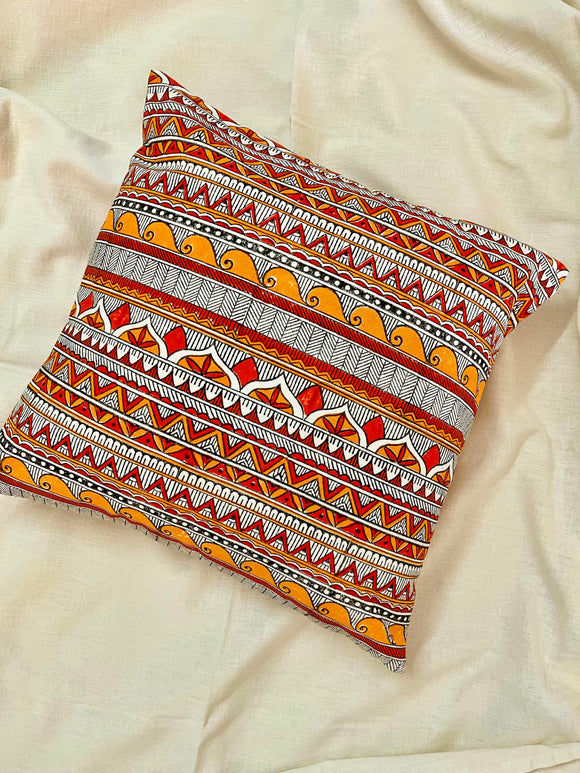 Madhubani Print Pure Cotton Cushion Cover