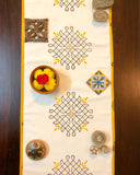 Hand Block Printed Kolam Print Cotton Table Runner