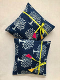 Indigo Ribbon Cotton Cushion Cover