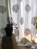 Hand Block Print Tree Of Life Cotton Curtain - SINGLE