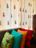 Blue Raw Silk Katha Stitch Cushion Cover