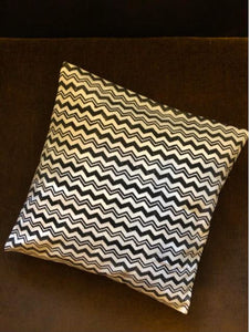 Hand Block Print Monochrome Chevron Print Cotton Cushion Cover