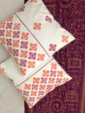 Hand Block Print Magenta and Orange Buti Print Cotton Cushion Cover
