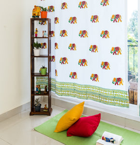 Hand Block Print Elephant Cotton Curtain -Premium -SINGLE piece