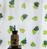 Hand Block Print Monstera Print Cotton Curtain