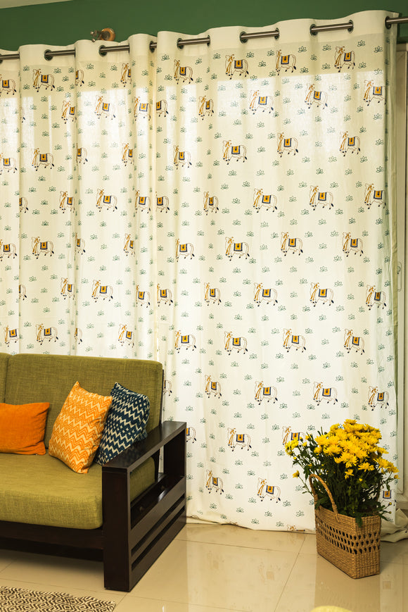 Hand Block Pichwai Motif Curtains