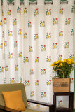 Hand Block Wini Pint Curtain Turquoise, Peach, Lemon color - STANDARD-SINGLE