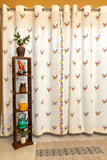 Hand Block Print Kalka Print in Mustard, Indigo and Red Cotton Curtain PREMIUM Fabric - SINGLE