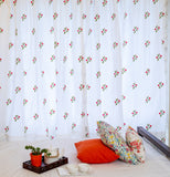 Red Rose Embroidered Cotton Curtain