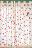 Hand Block Print Pink and Blue Butterfly Print Cotton Curtain